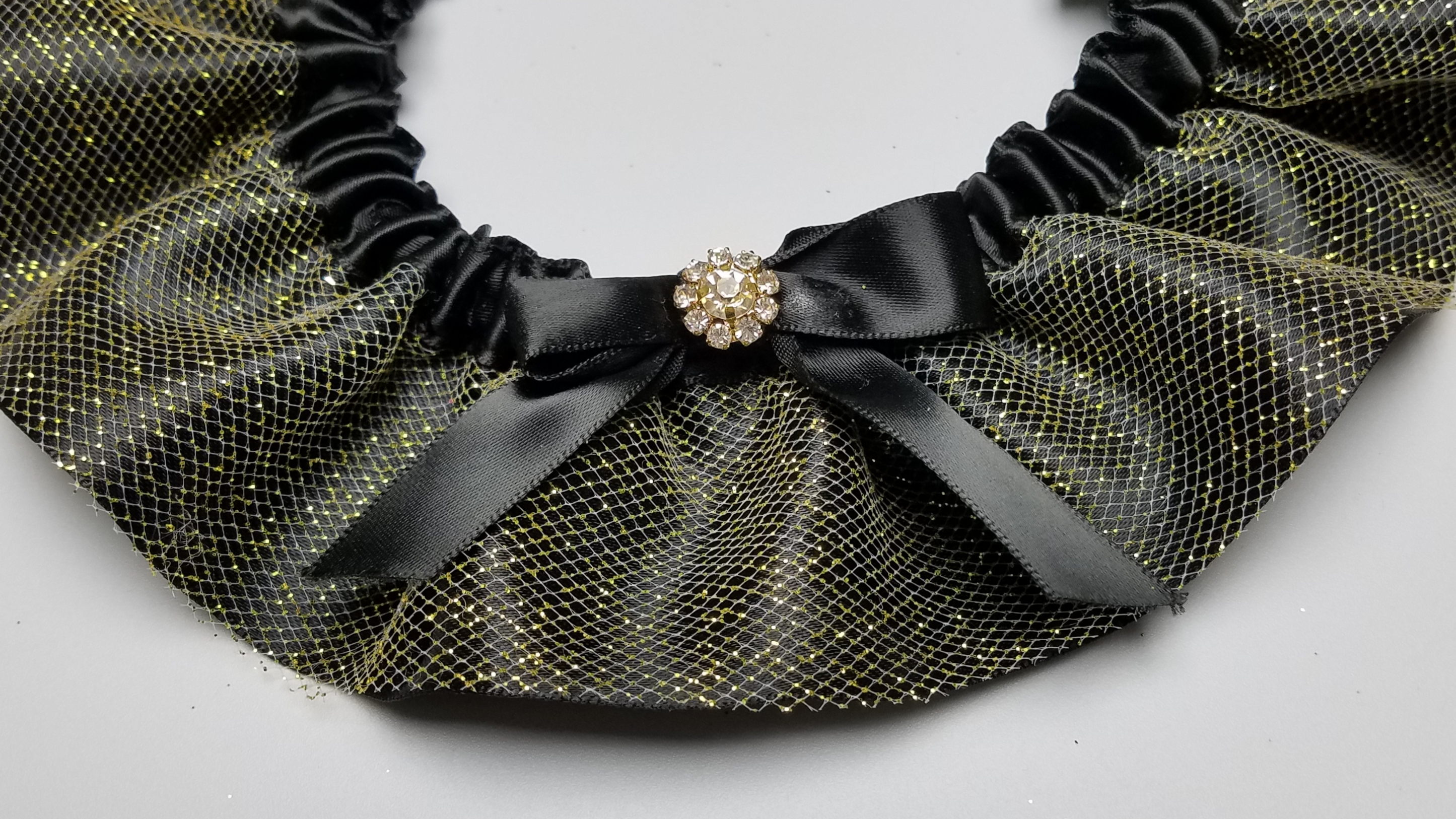 Black & Gold Tulle Garter